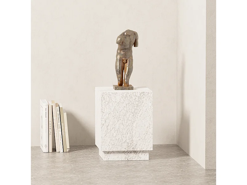 Beistelltisch aus Marmor – weiß – Heron Low