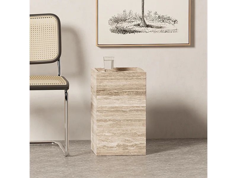 Beistelltisch aus Travertin – beige – Crow Tall