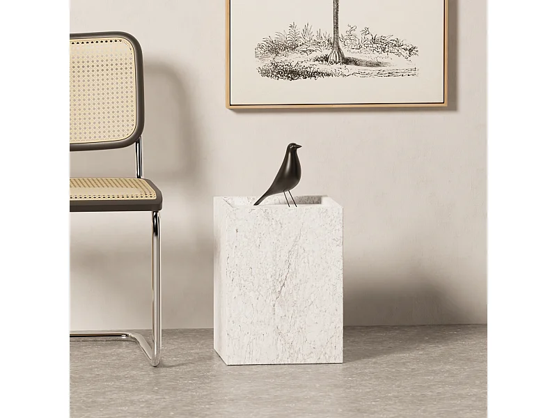 Beistelltisch aus Marmor – weiß – Crow Low