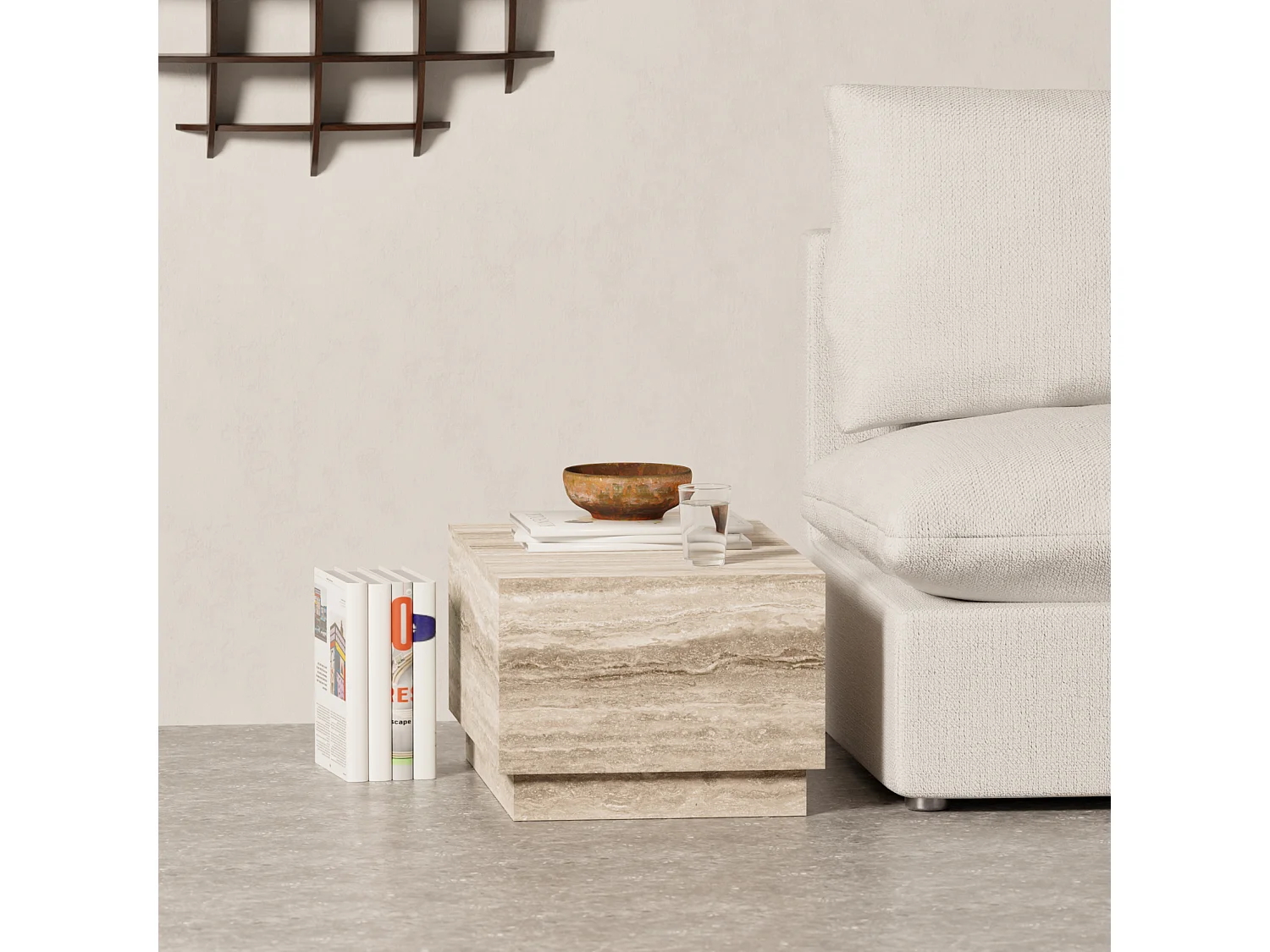 Beistelltisch aus Travertin – beige – Heron Wide