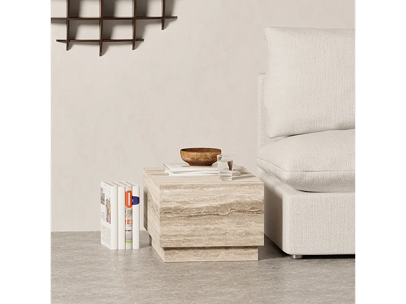 Beistelltisch aus Travertin – beige – Heron Wide
