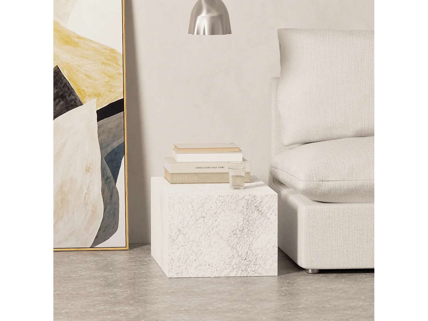 Beistelltisch aus Marmor – weiß – Dove Wide