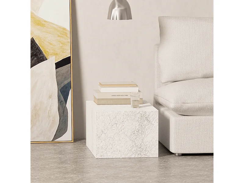 Beistelltisch aus Marmor – weiß – Dove Wide