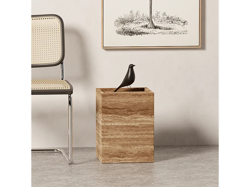 Beistelltisch aus Travertin – Walnuss – Crow Low