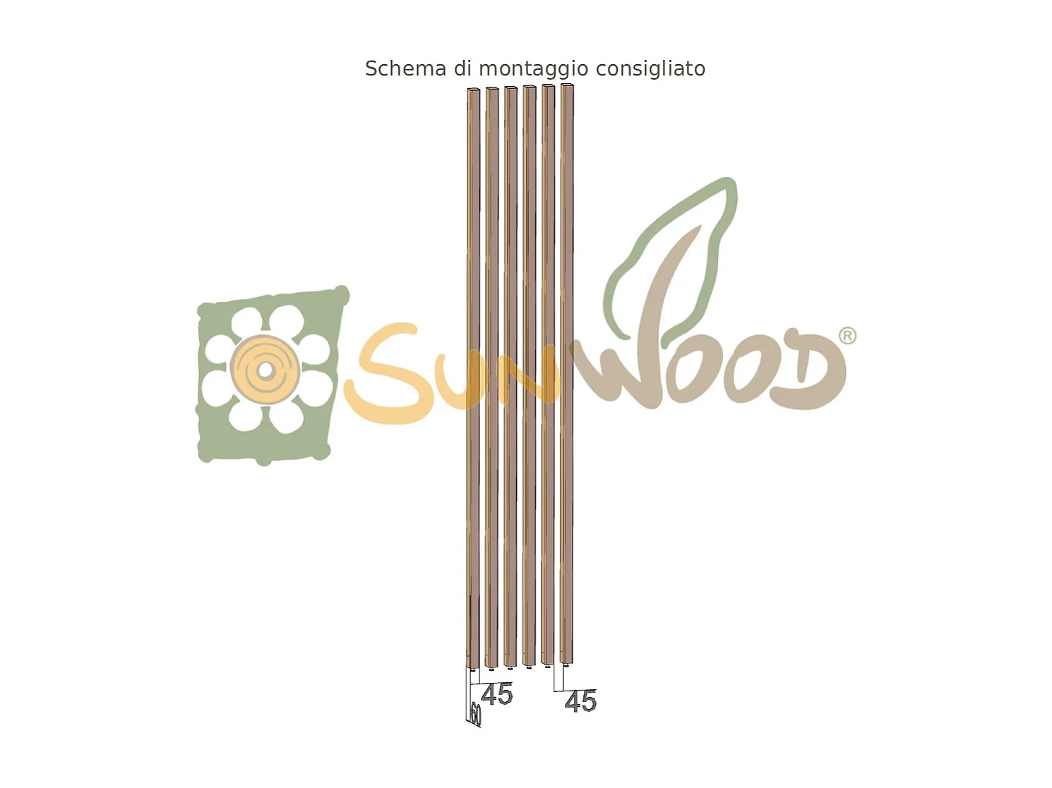 Set 6 Listelli Legno Termotrattato Thermo-Wood 45x60 mm h300 cm - Taglio su Misura a richiesta