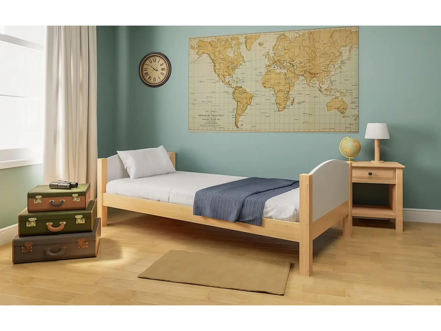 Lit Enfant évolutif 3 en 1 en Bois – de 18 Mois à 8 Ans et Plus – Hauteur du sommier Ajustable – barrières Amovibles – Astucieux et ECONOMIQUE – Design Bois Naturel