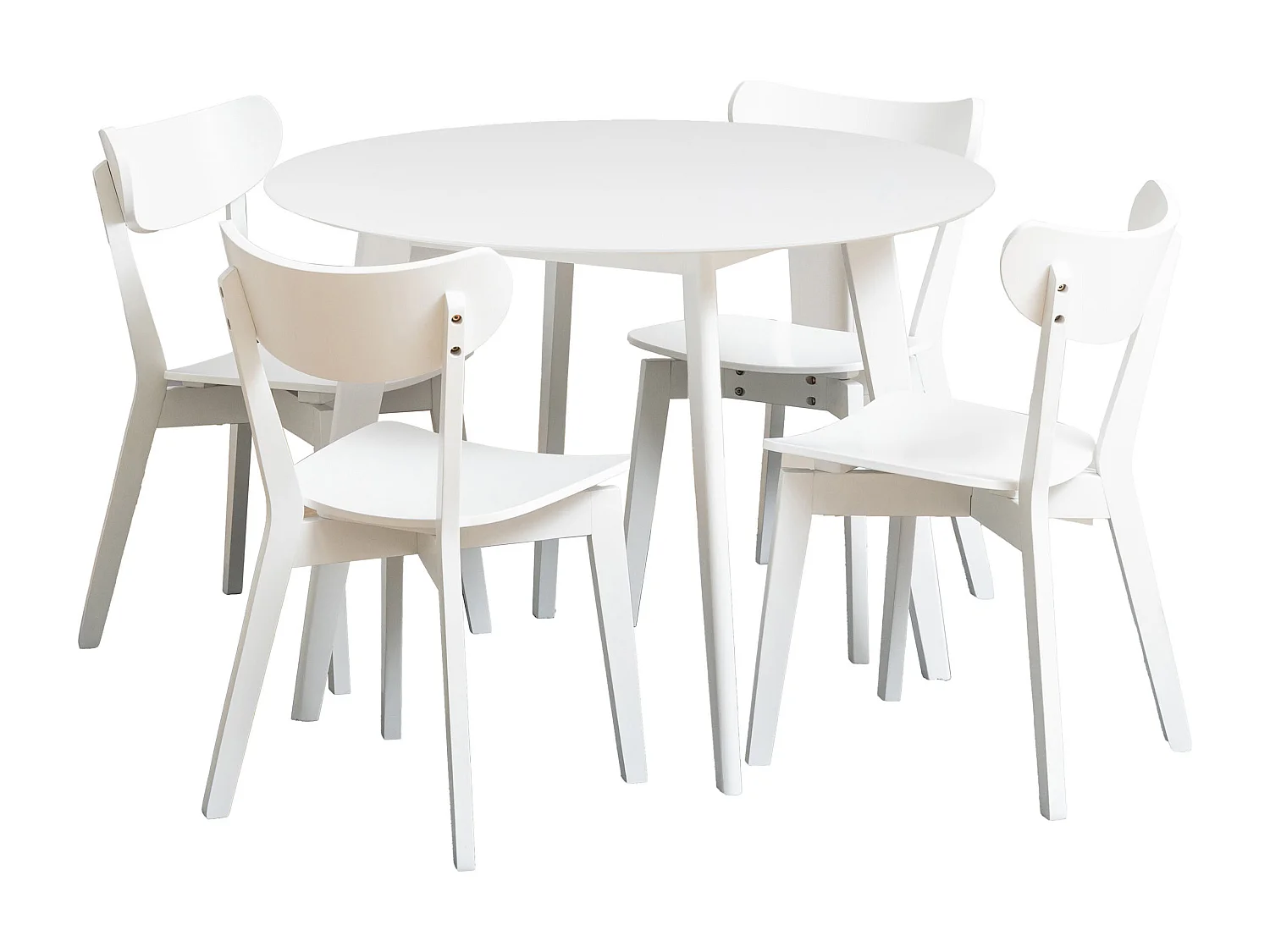 Esszimmergarnitur Lumo – runder Tisch mit 4 Stühlen, Farbe Weiß