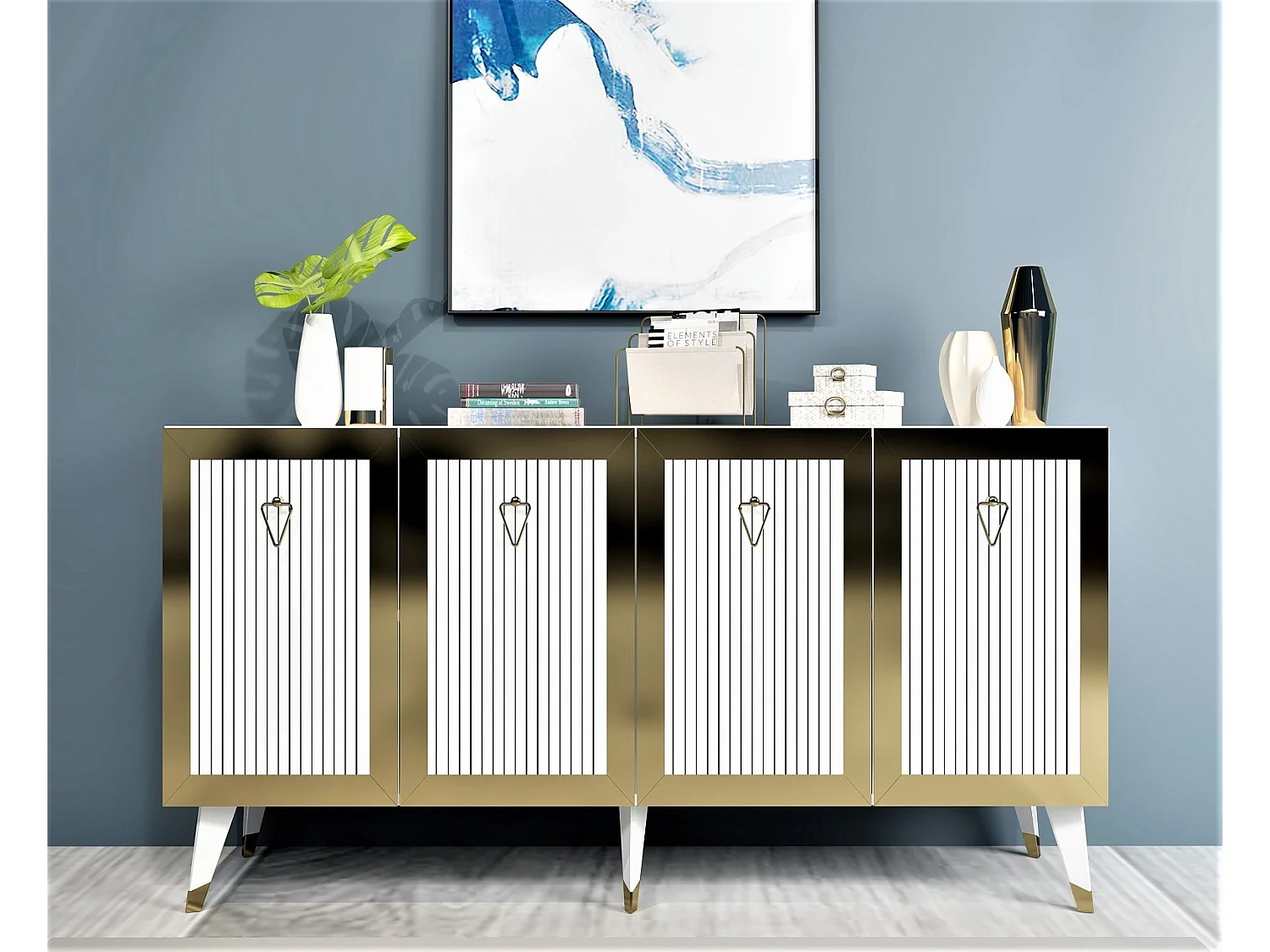 Buffet en bois "Bare" - 150 x 40 x 80 cm - Doré