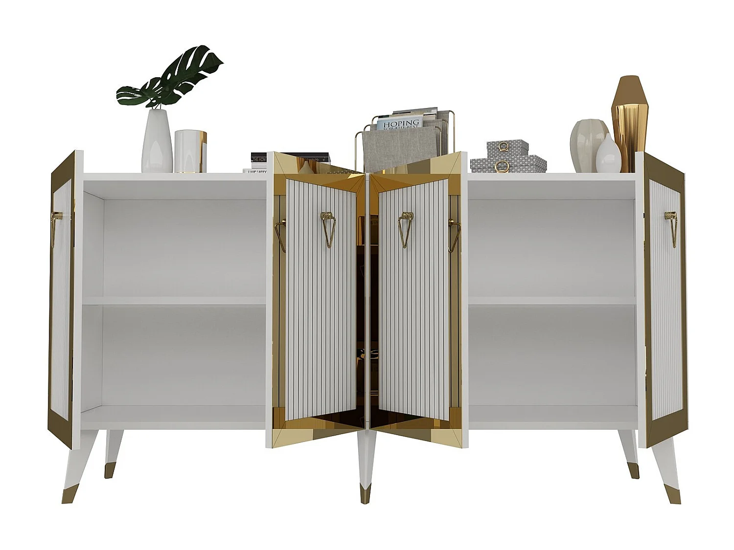 Buffet en bois "Bare" - 150 x 40 x 80 cm - Doré