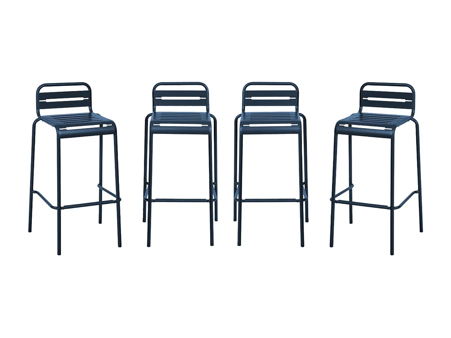 set 4 sedie alte bistrot in acciaio, blu navy