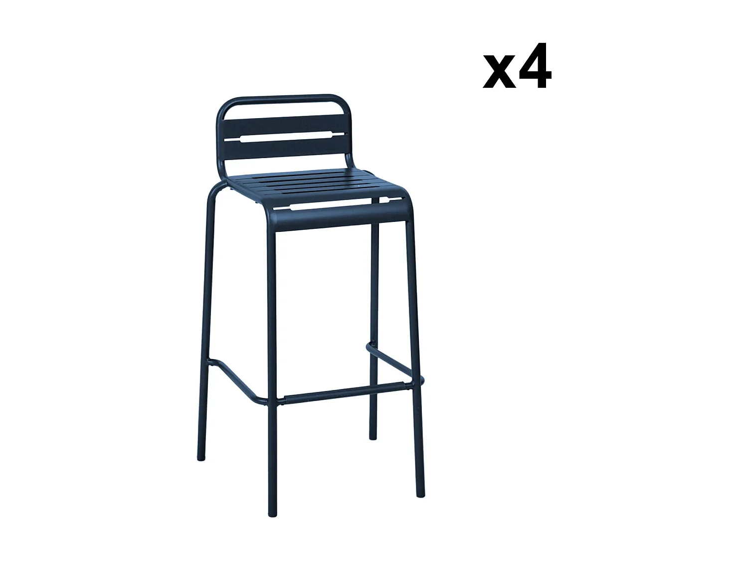 set 4 sedie alte bistrot in acciaio, blu navy