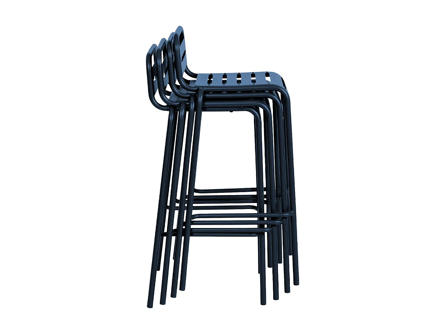 set 4 sedie alte bistrot in acciaio, blu navy