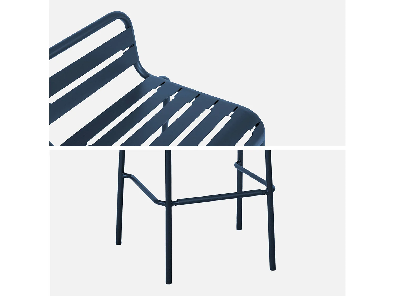 set 4 sedie alte bistrot in acciaio, blu navy