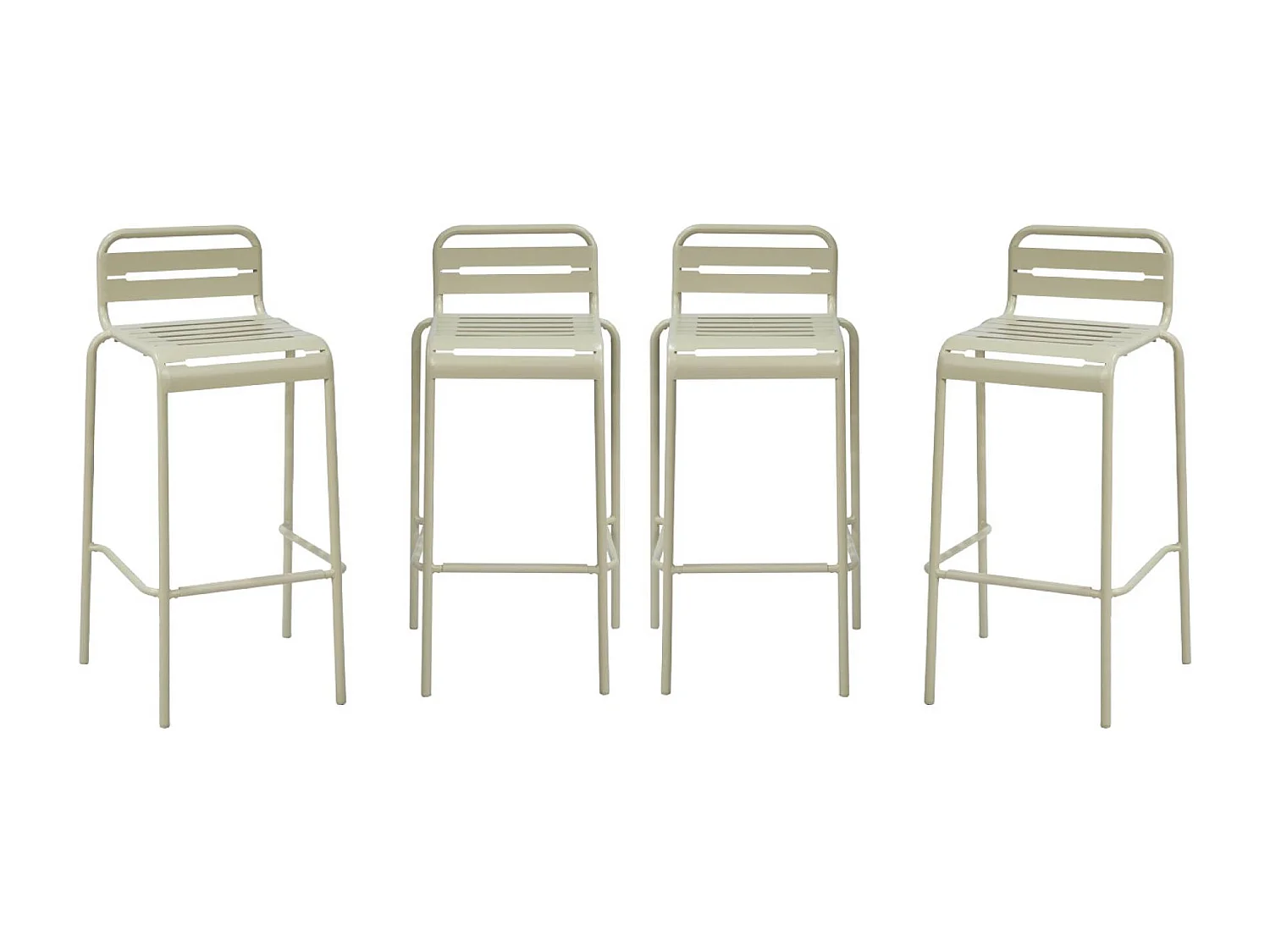 Set 4 sedie da bar da giardino in acciaio, beige