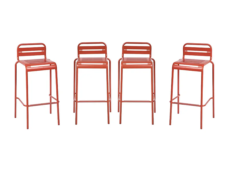 Set 4 sedie da bar da giardino in acciaio, terracotta