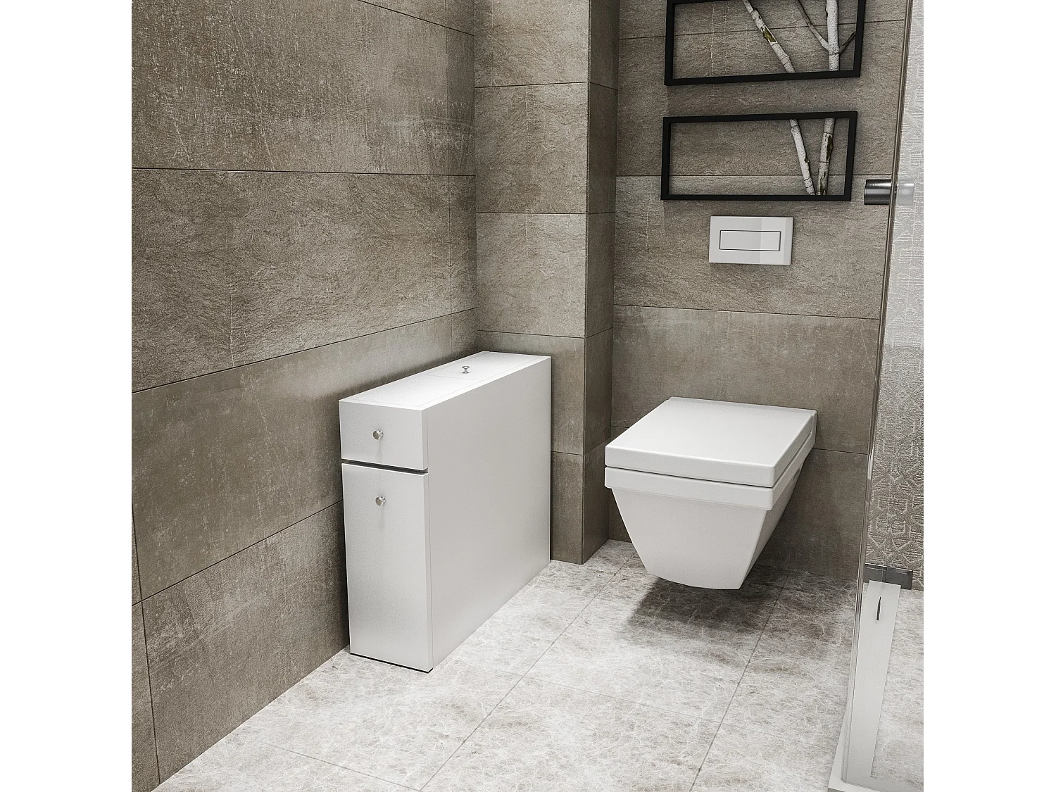 Badezimmerschrank aus Holz "Calencia" – 60 x 19 x 55 cm – Weiß