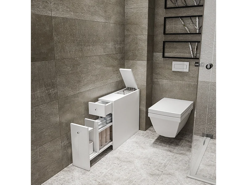 Meuble de salle de bain en bois "Calencia" - 60 x 19 x 55 cm - Blanc