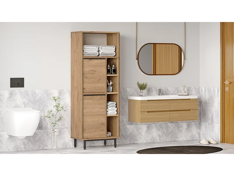 Meuble de salle de bain en bois "ON10C" - 60 x 46 x 161 cm - Marron