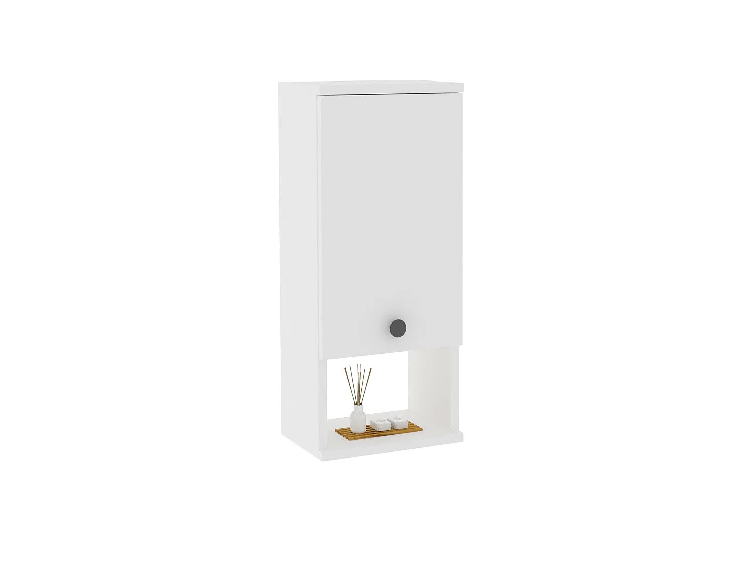 Meuble de salle de bain en bois "Mis" - 30 x 21 x 71 cm - Blanc