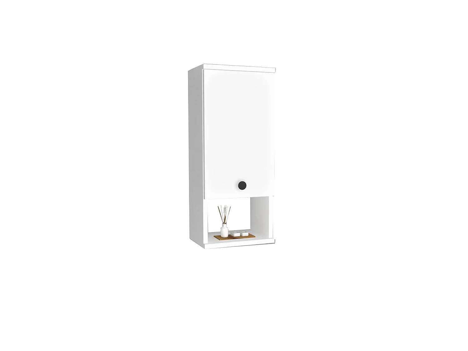 Meuble de salle de bain en bois "Mis" - 30 x 21 x 71 cm - Blanc