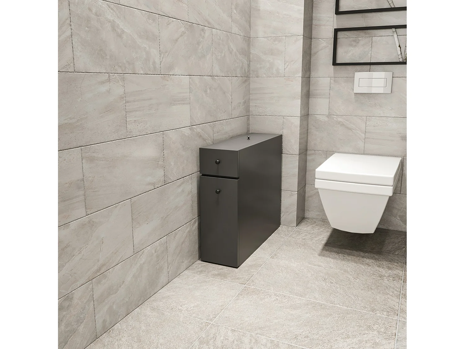 Meuble de salle de bain en bois "Calencia" - 60 x 19 x 55 cm - Gris anthracite