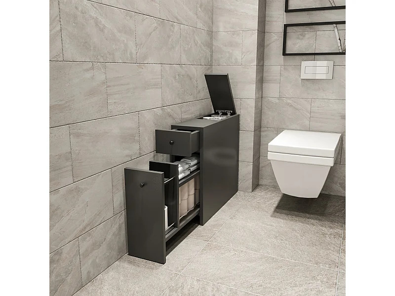 Meuble de salle de bain en bois "Calencia" - 60 x 19 x 55 cm - Gris anthracite