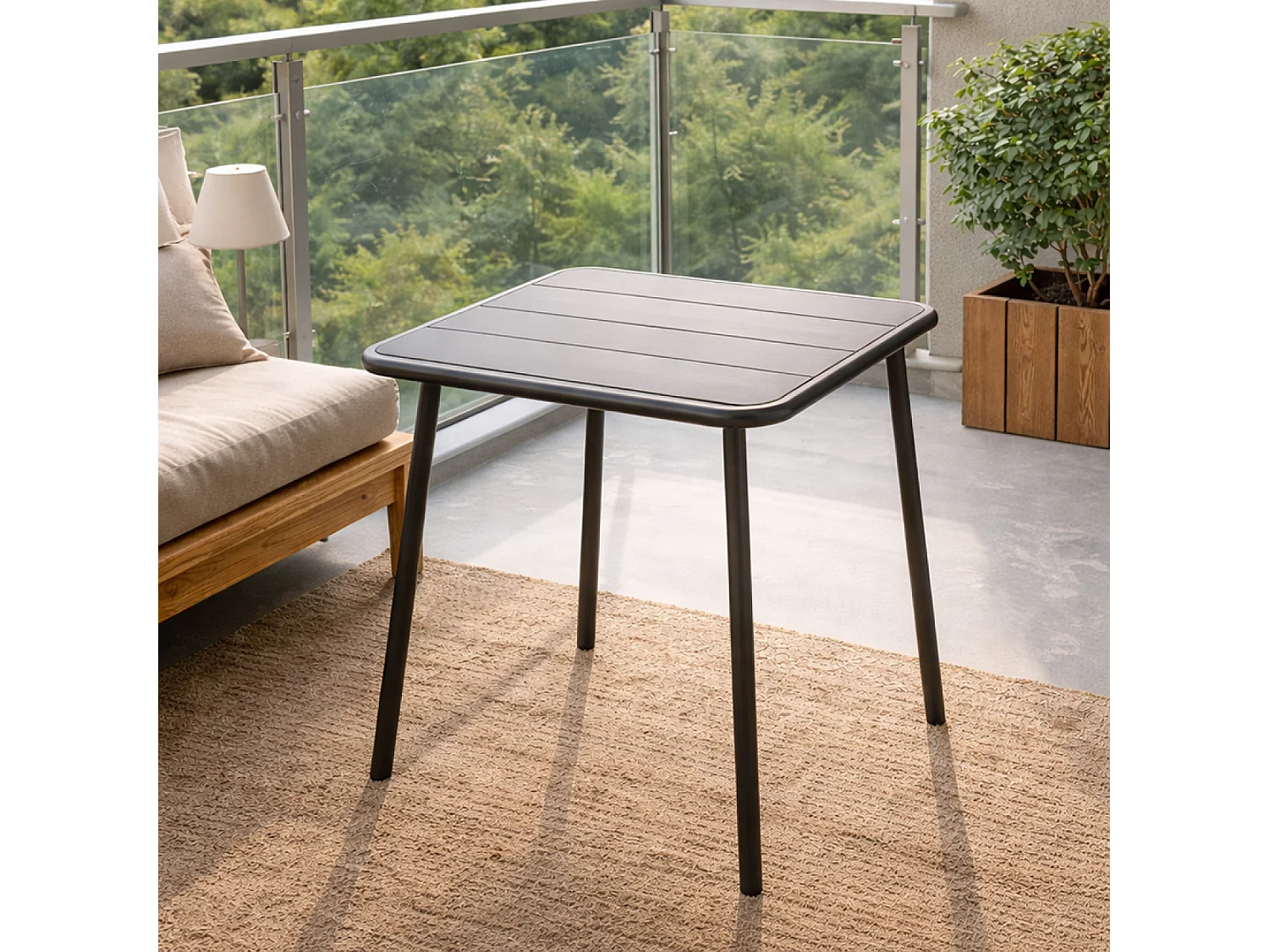 Table carrée 2 places 50x50cm gris foncé BERGAME