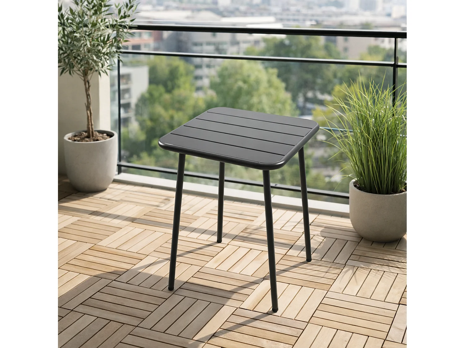 Table carrée 2 places 50x50cm gris foncé BERGAME