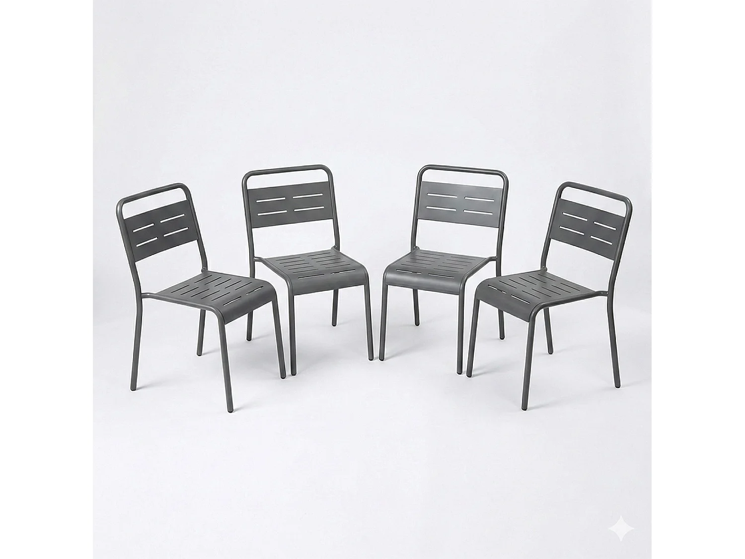 Lot de 4 chaises de jardin empilables gris foncé BERGAME