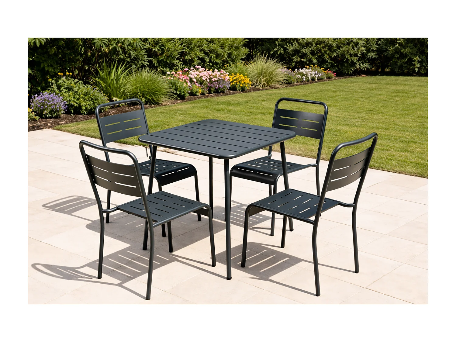 Lot de 4 chaises de jardin empilables gris foncé BERGAME