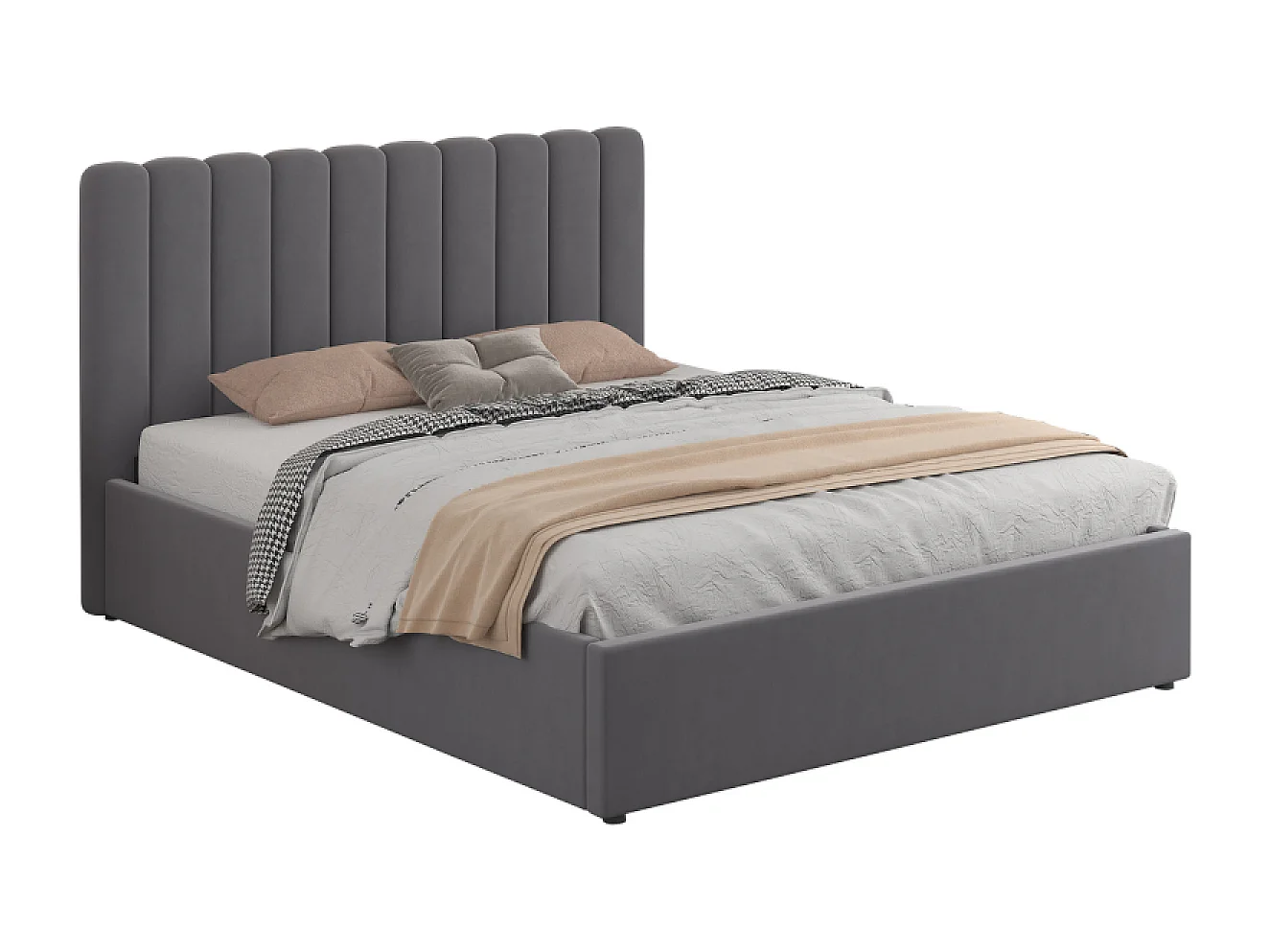 Lit avec coffre de rangement 160x200cm velours gris foncé SAVANNAH