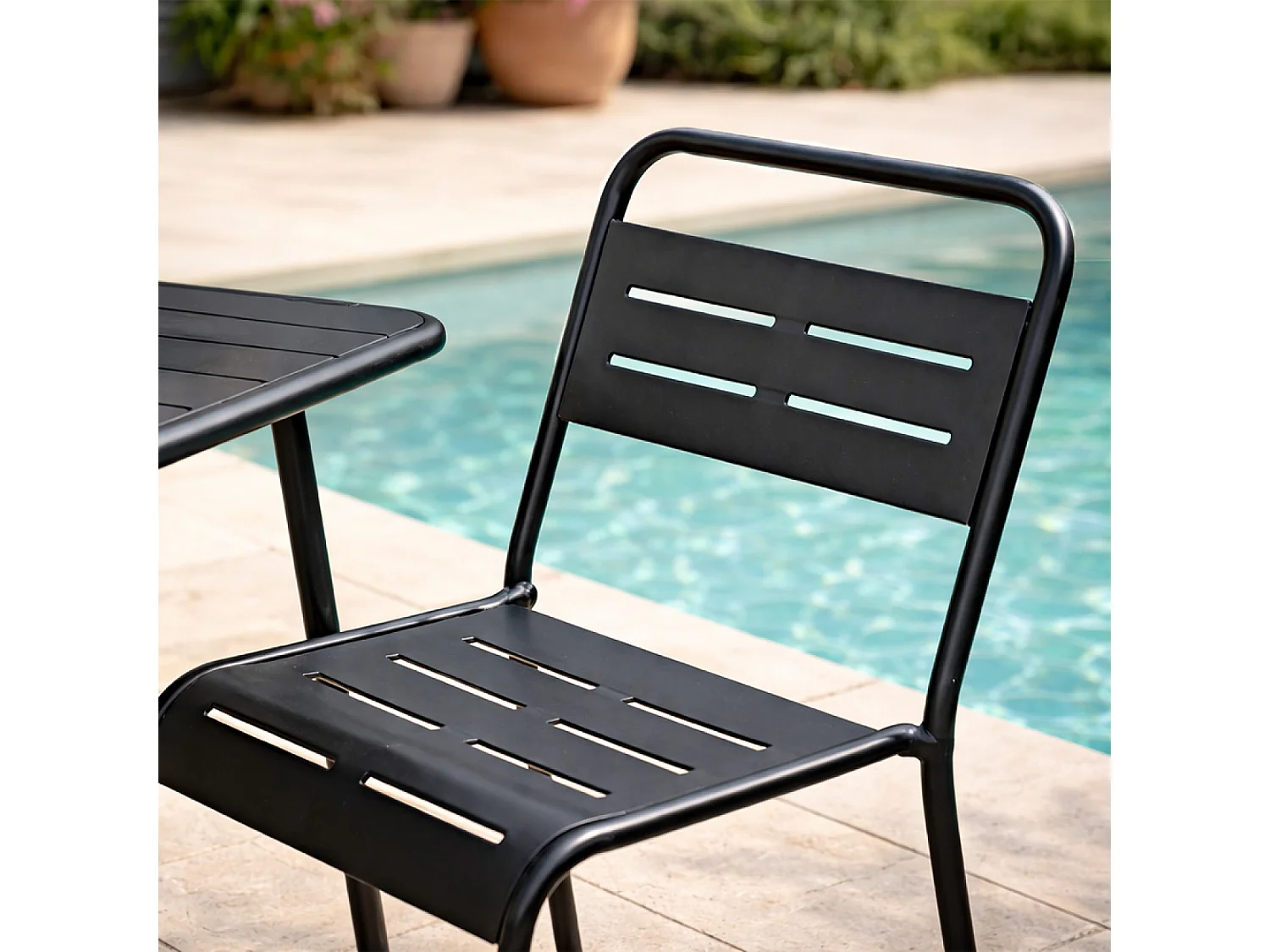 Ensemble table de jardin carrée 50cm et 2 chaises BERGAME