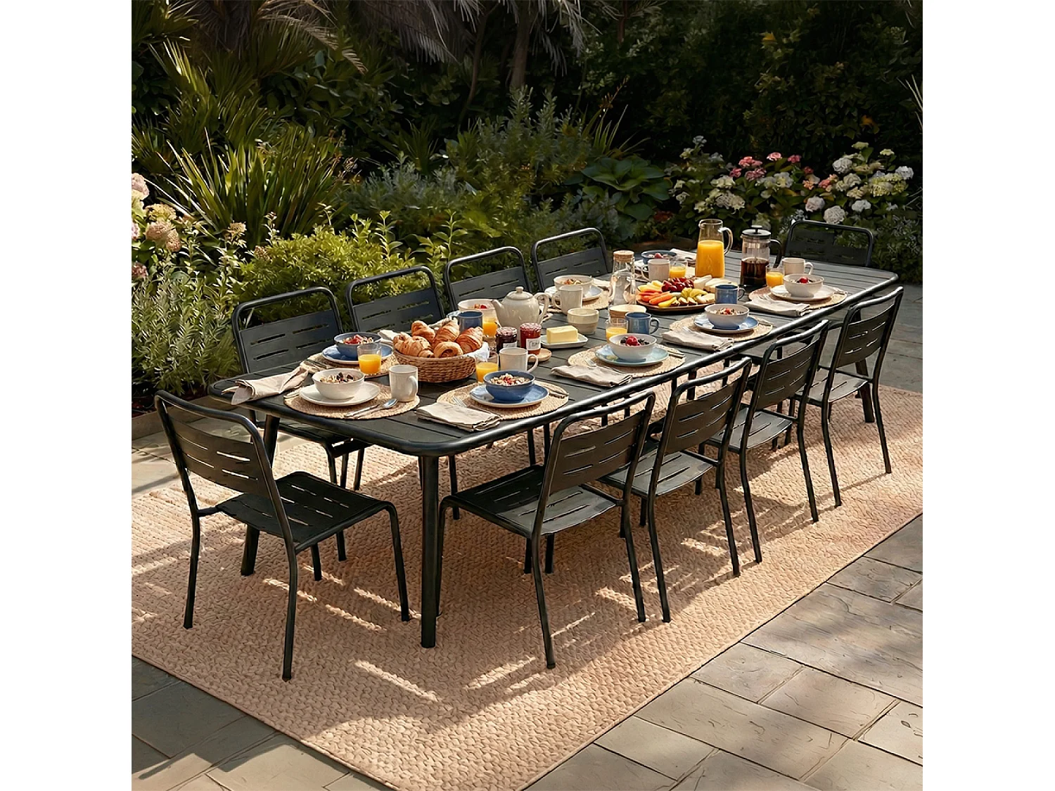 Ensemble table de jardin 234 cm et 10 chaises BERGAME