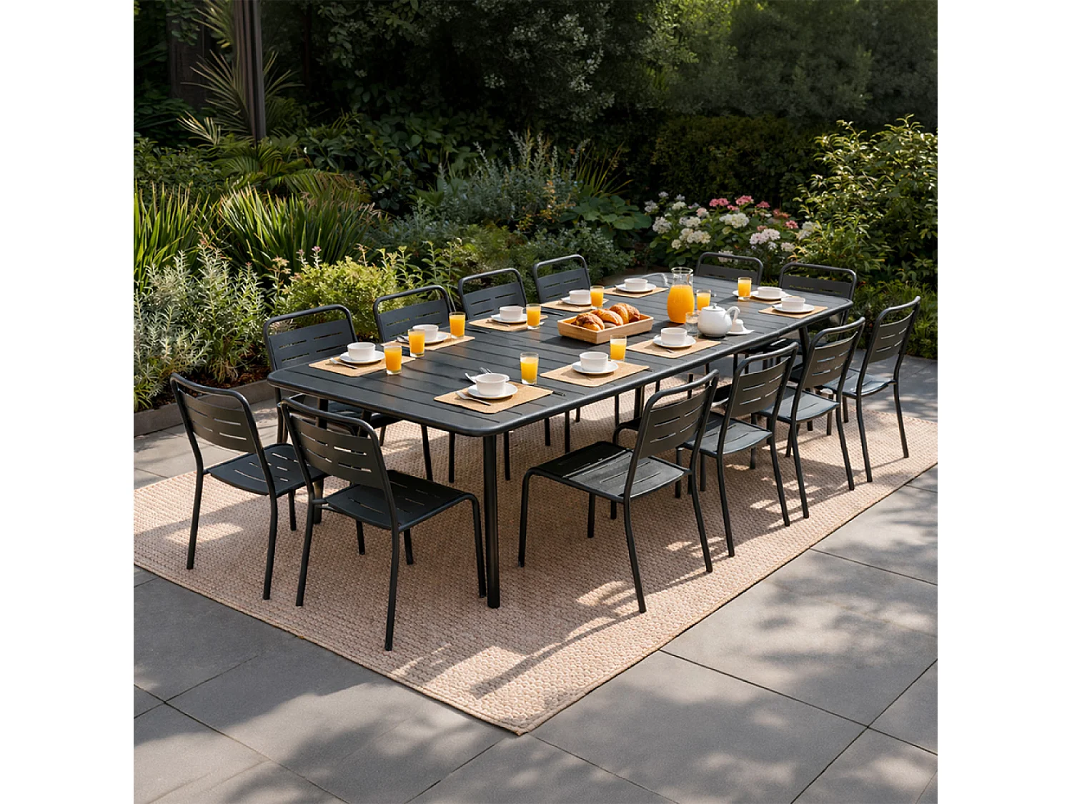 Ensemble table de jardin 234 cm et 10 chaises BERGAME
