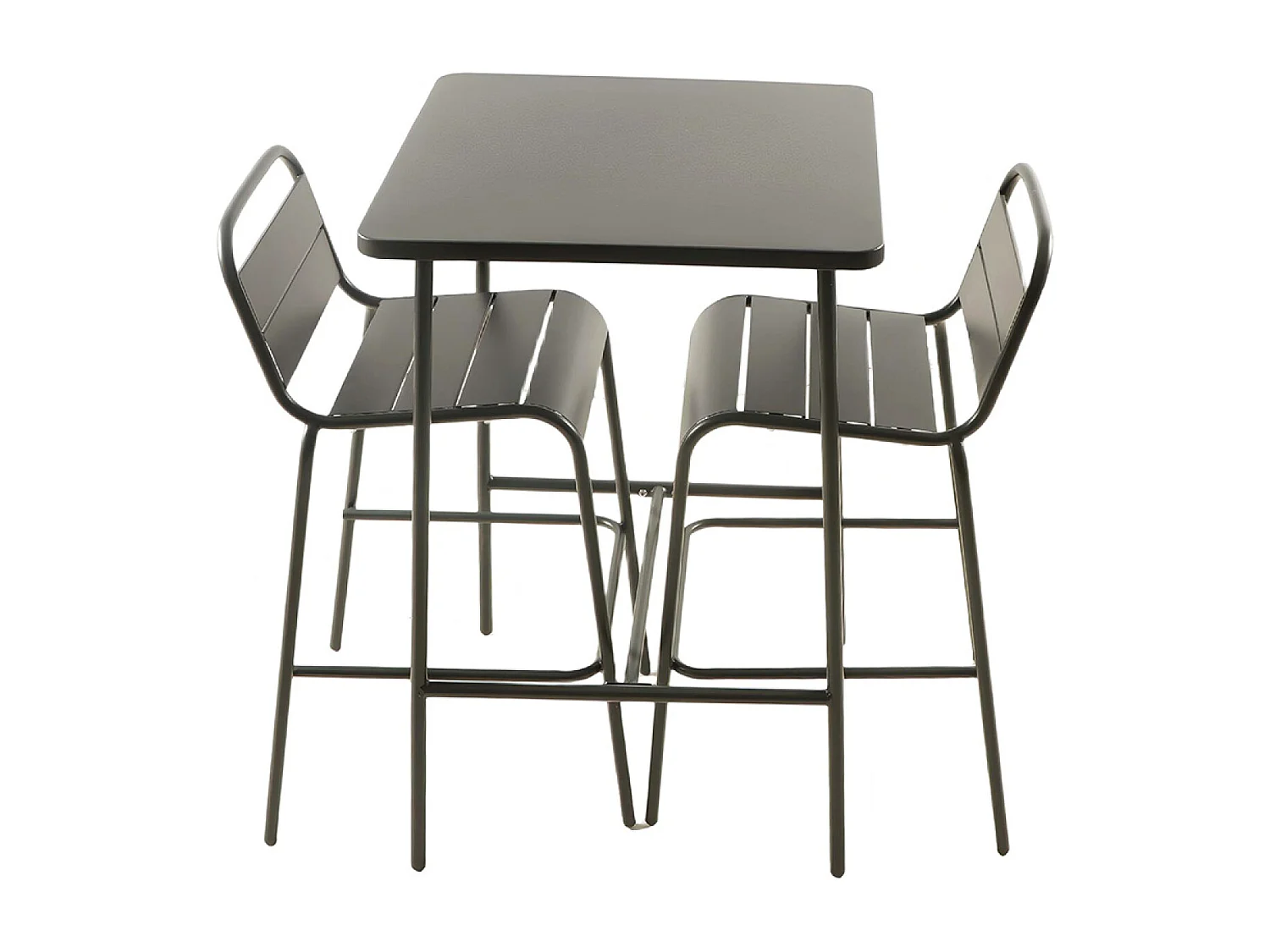 Ensemble table de bar et 2 chaises hautes d'extérieur gris foncé BERGAME