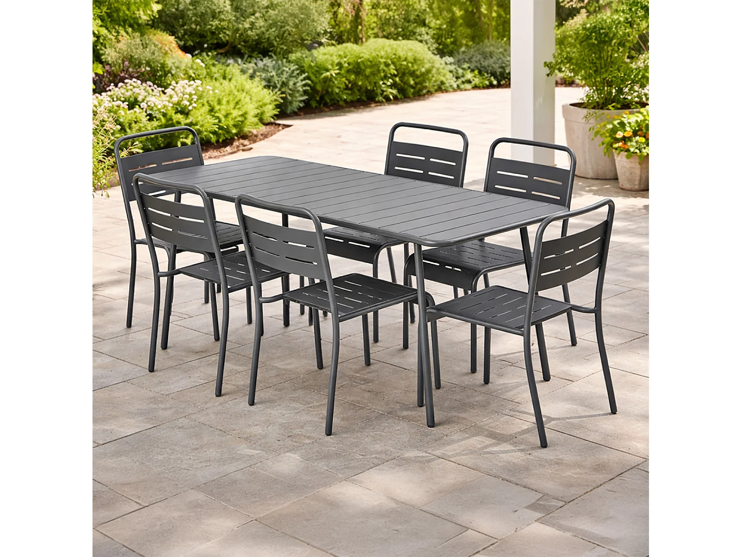 Ensemble table de jardin 160 cm et 6 chaises BERGAME