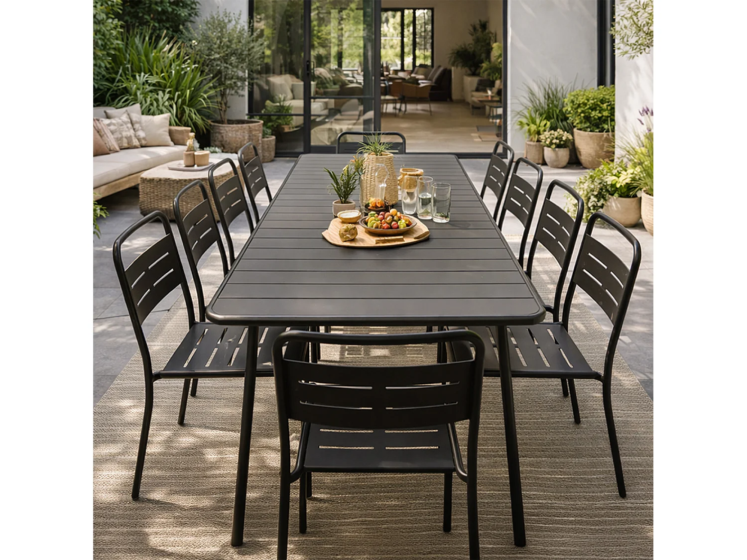 Ensemble table de jardin 200 cm et 8 chaises BERGAME
