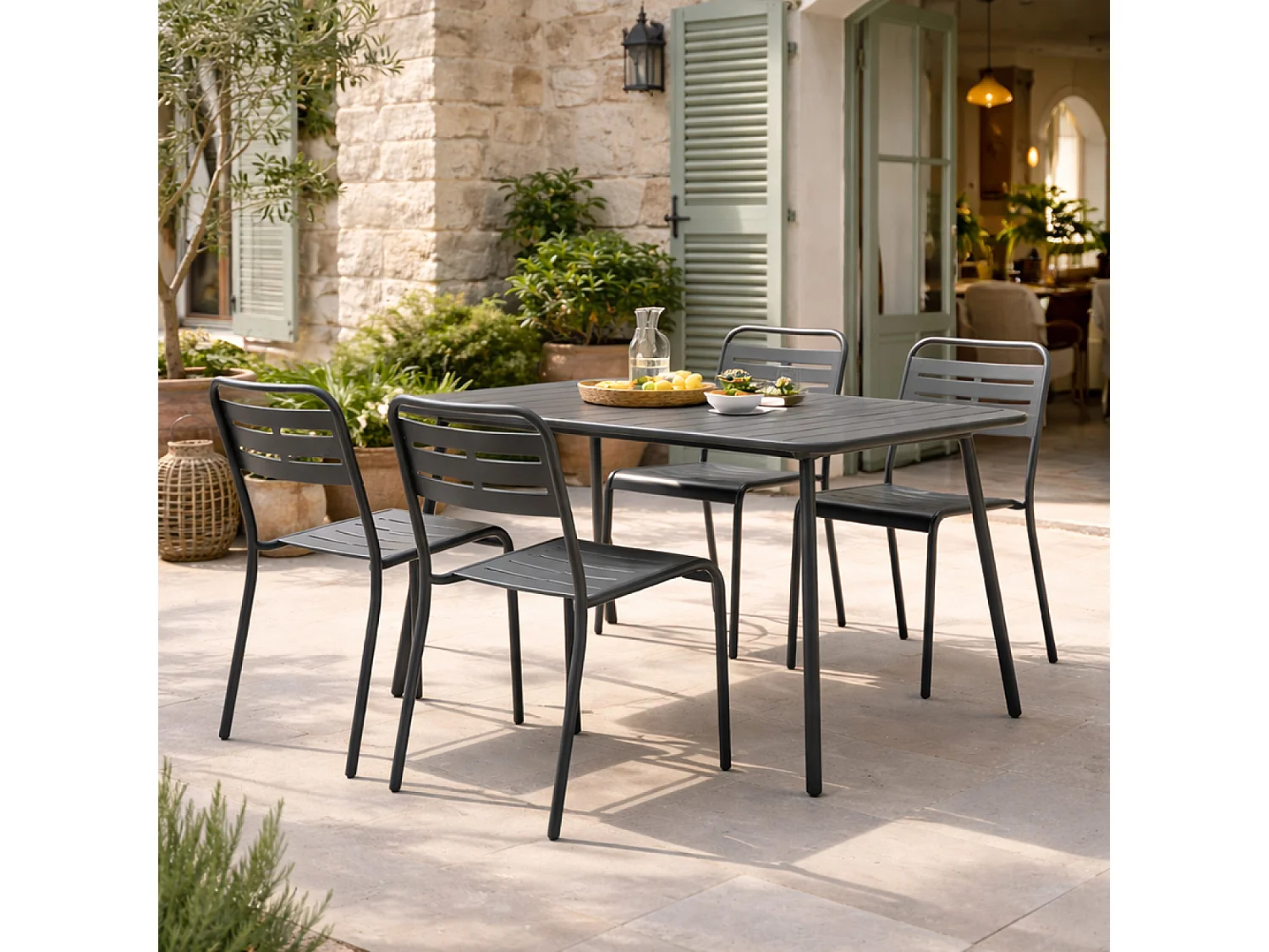 Ensemble table de jardin 120 cm et 4 chaises BERGAME