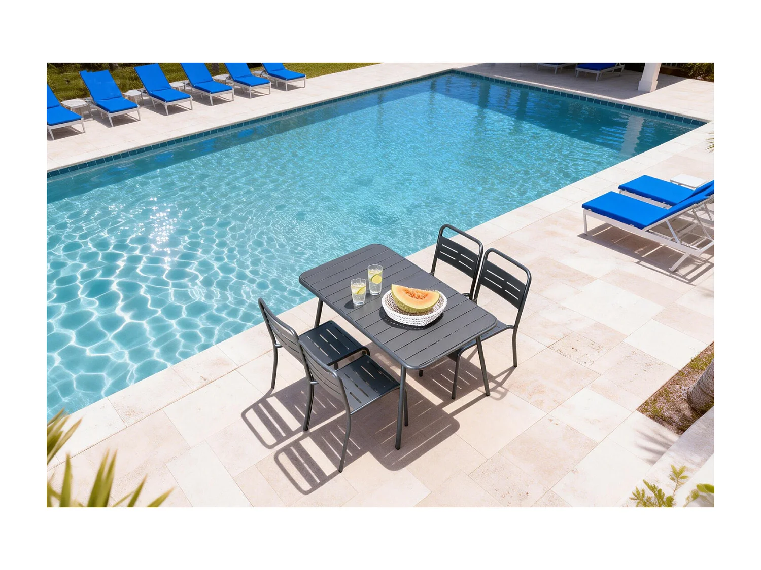 Ensemble table de jardin 120 cm et 4 chaises BERGAME