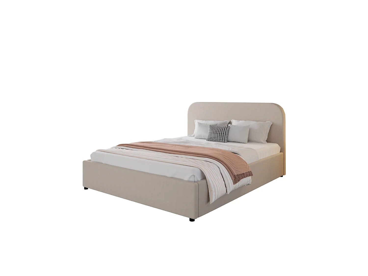 Lit avec coffre de rangement 140x190cm velours beige HOUSTON