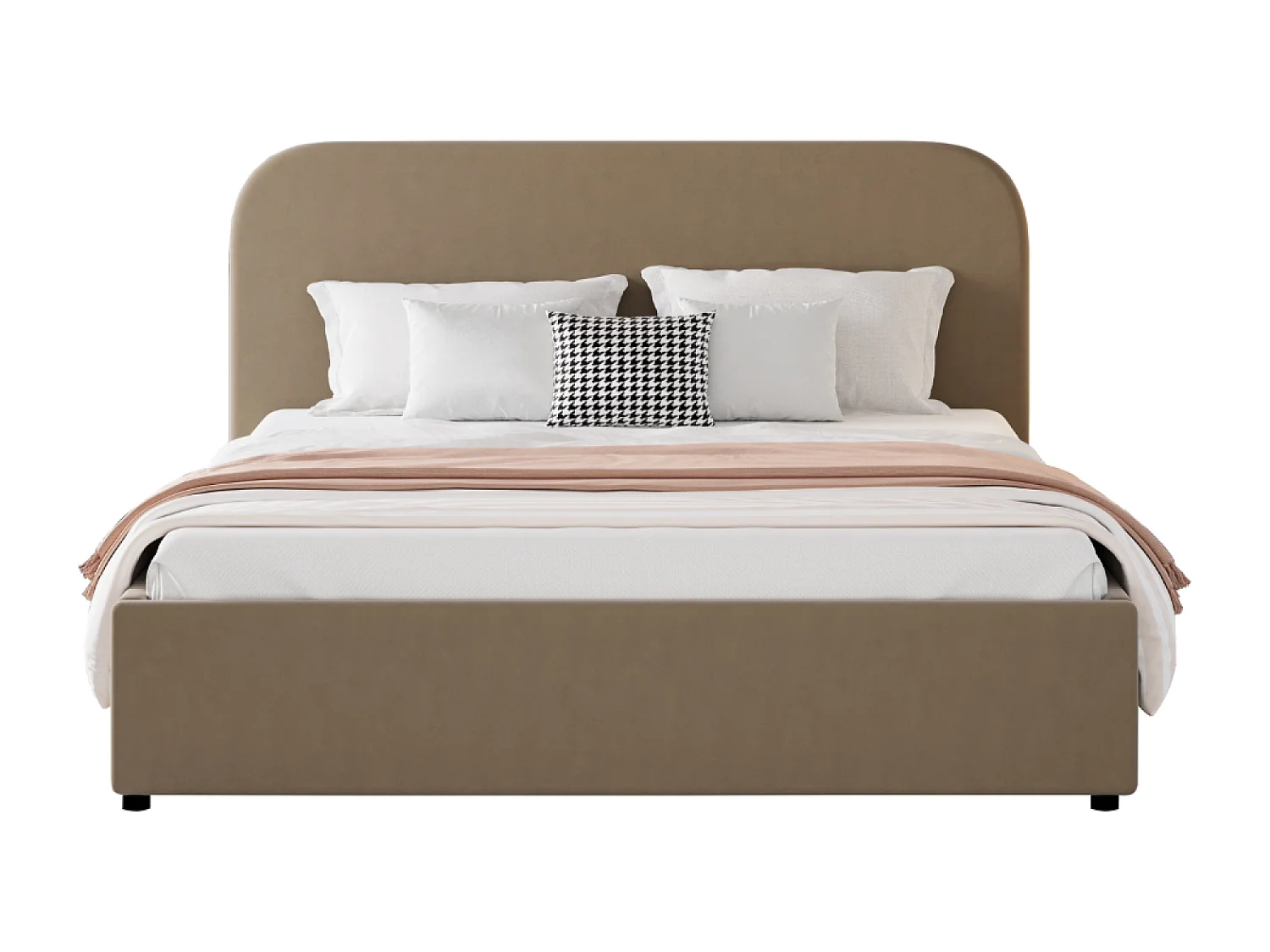 Lit avec coffre de rangement 140x190cm velours taupe HOUSTON