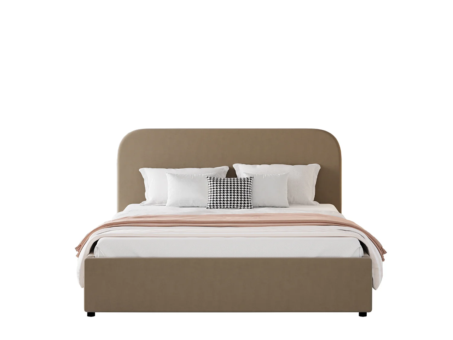 Lit avec coffre de rangement 140x190cm velours taupe HOUSTON