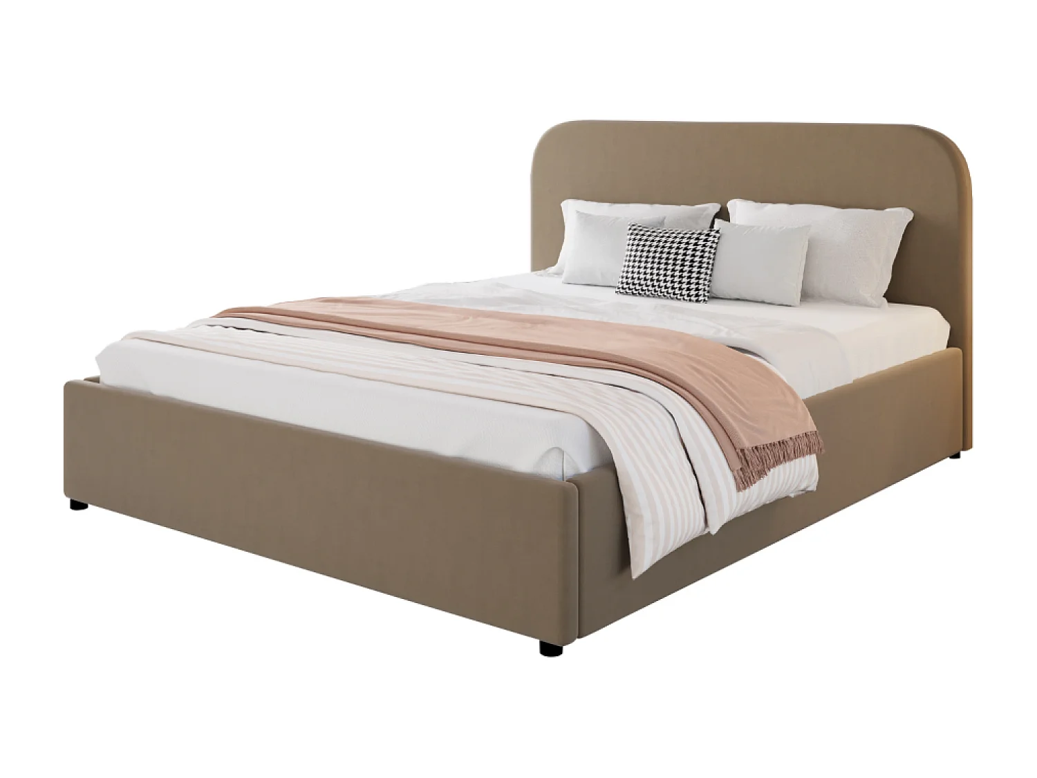 Lit avec coffre de rangement 160x200cm velours taupe HOUSTON