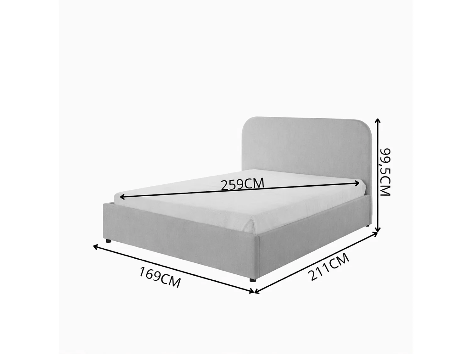 Lit avec coffre de rangement 160x200cm velours taupe HOUSTON