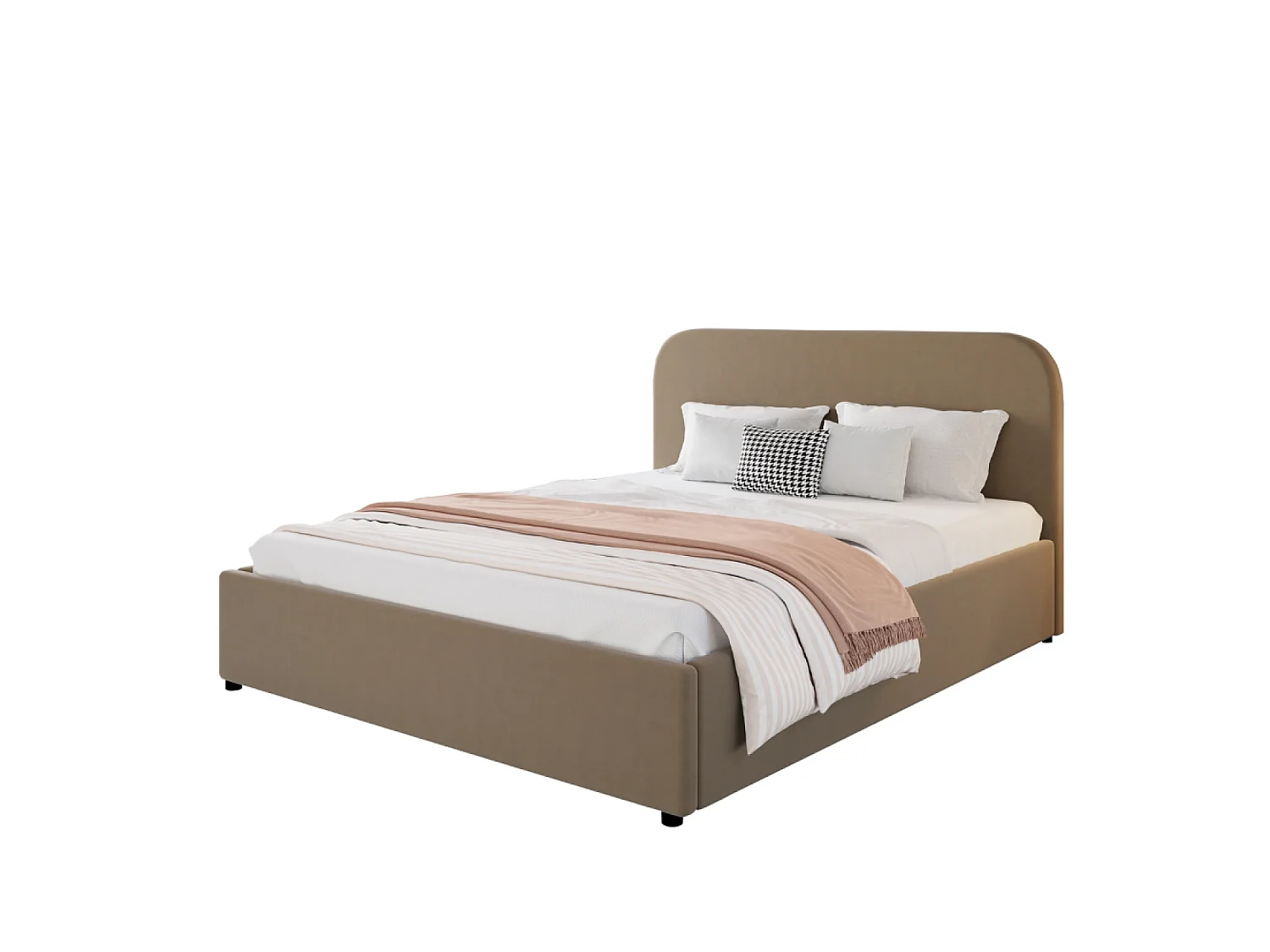 Lit avec coffre de rangement 160x200cm velours taupe HOUSTON