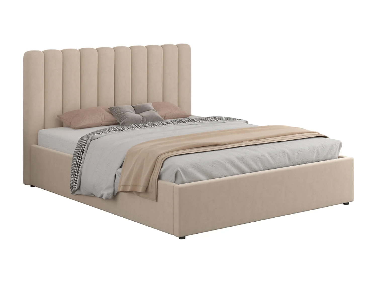 Lit avec coffre de rangement 160x200cm velours beige SAVANNAH