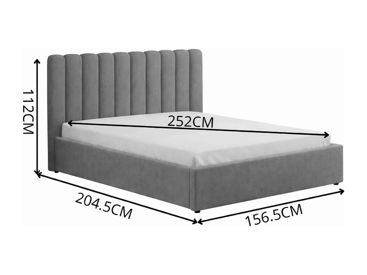 Lit avec coffre de rangement 140x190cm velours gris foncé SAVANNAH