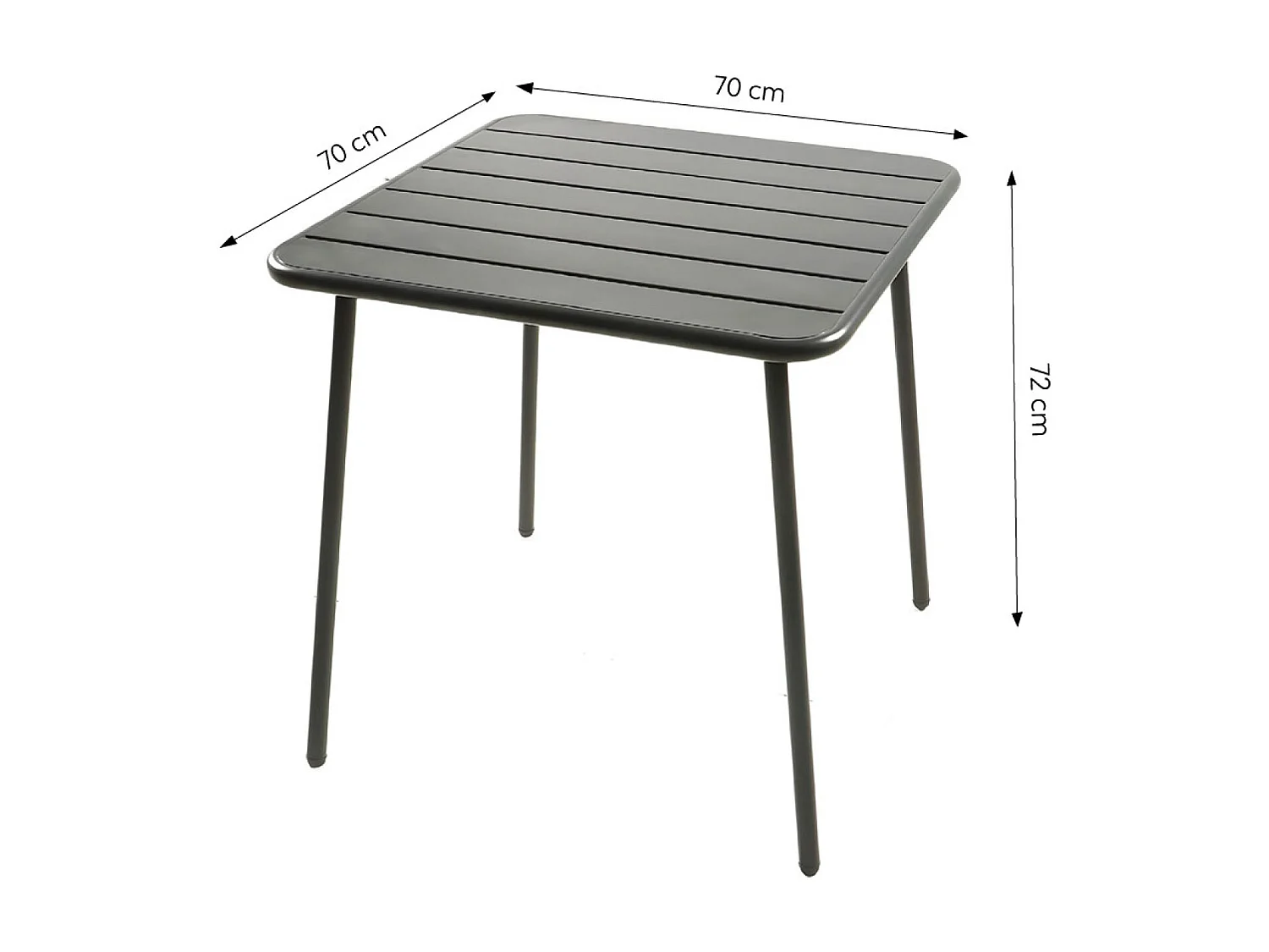 Table carrée 4 places 70x70cm gris foncé BERGAME