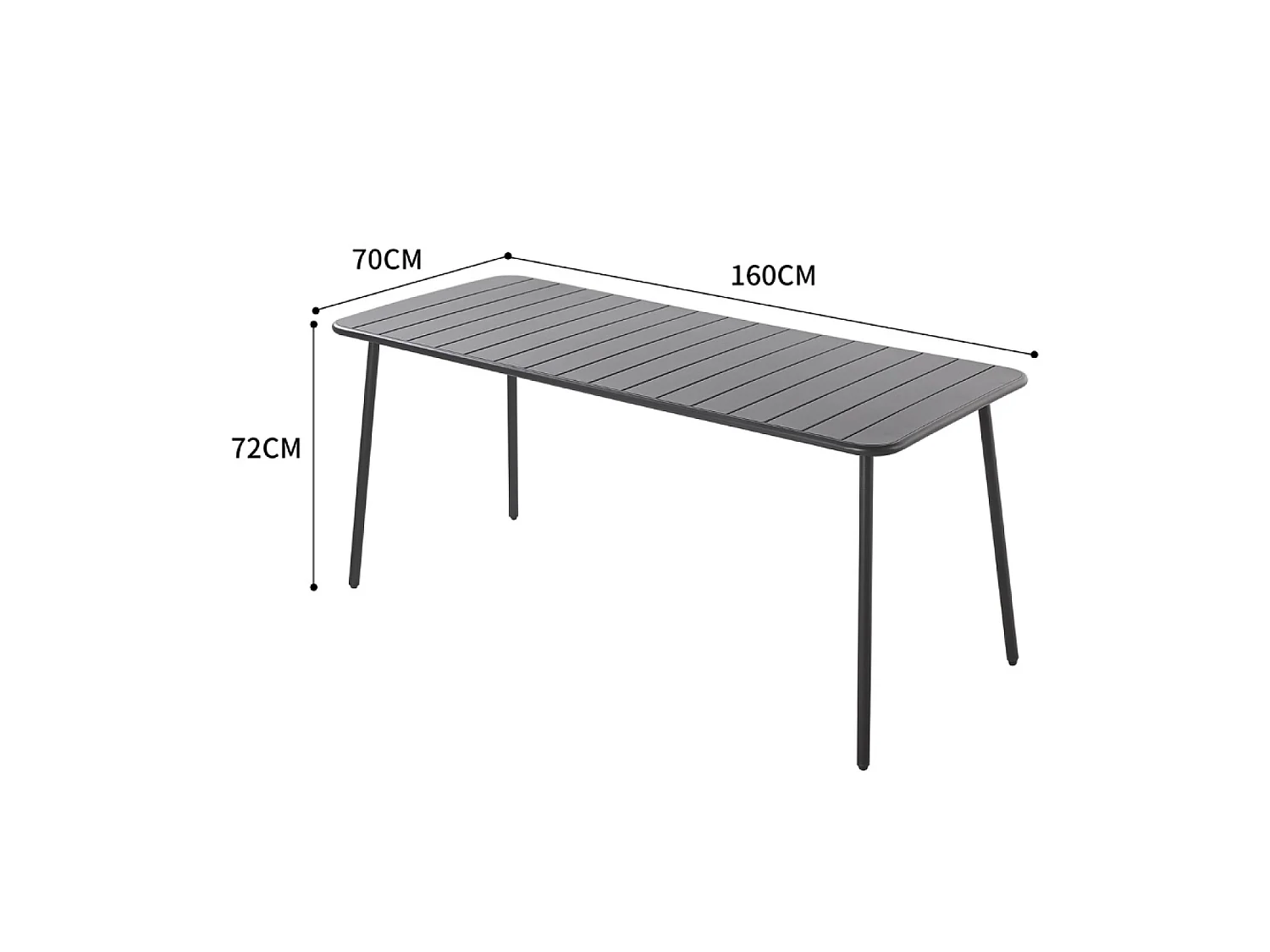 Table de jardin 6 places 160cm gris foncé BERGAME
