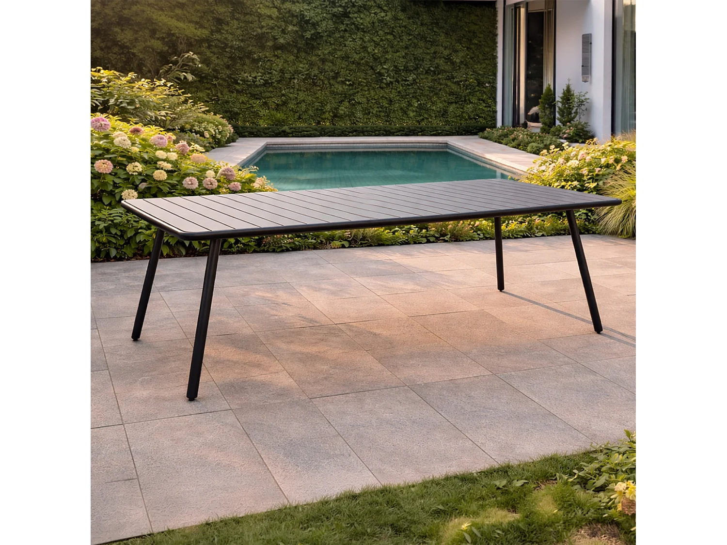 Table de jardin 10-12 places 234cm gris foncé BERGAME